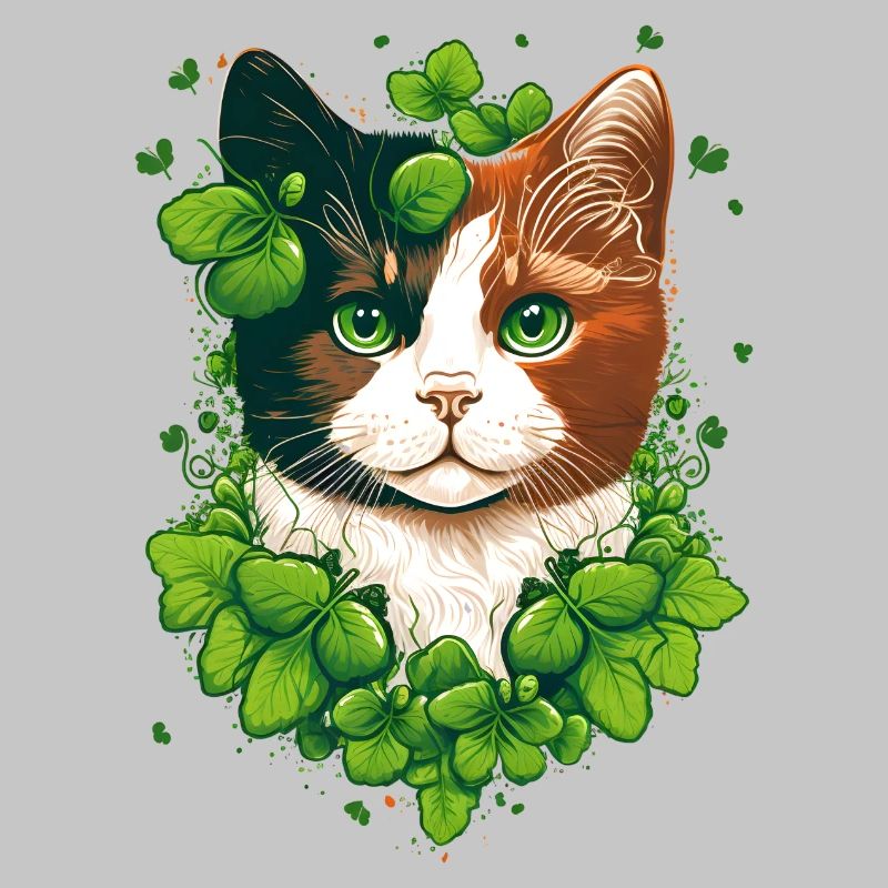 Chat avec cadre de feuilles