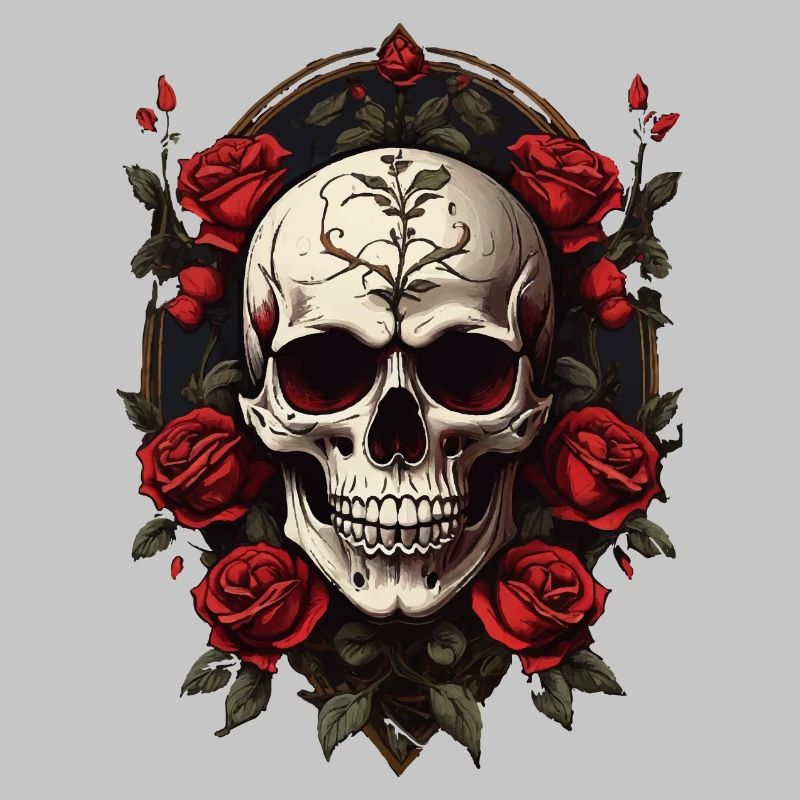 Gothic Skull with Rosary