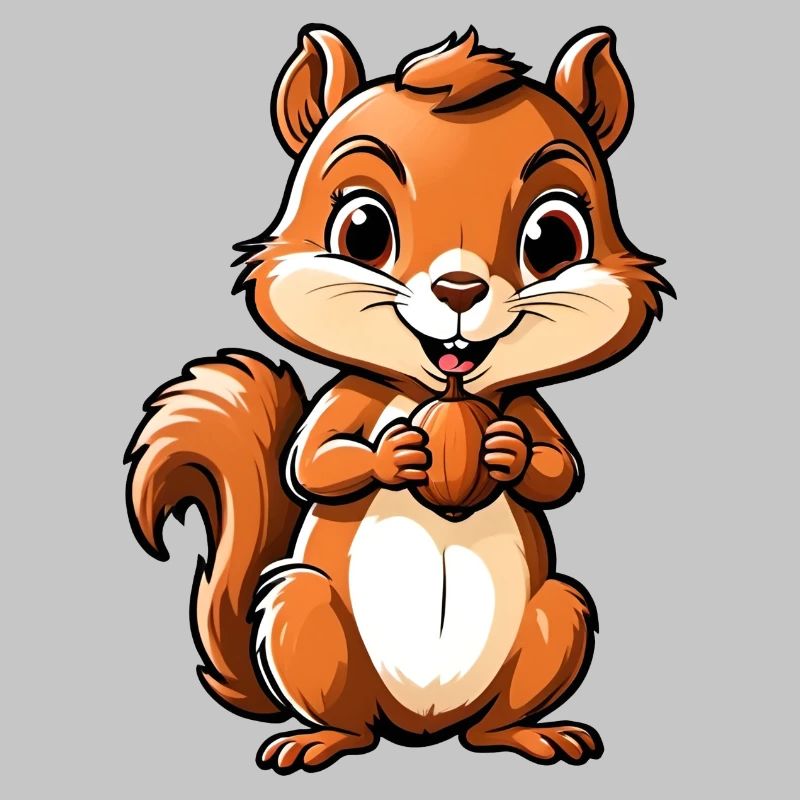 Niedliches Cartoon-Eichhörnchen mit Eichel