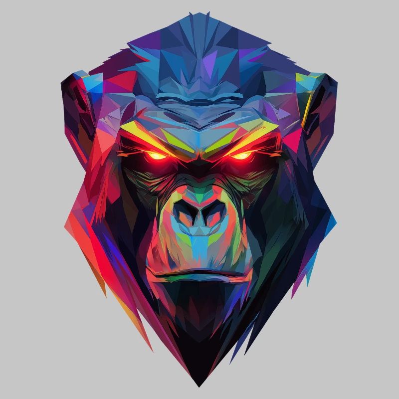 Geometric Neon Gorilla