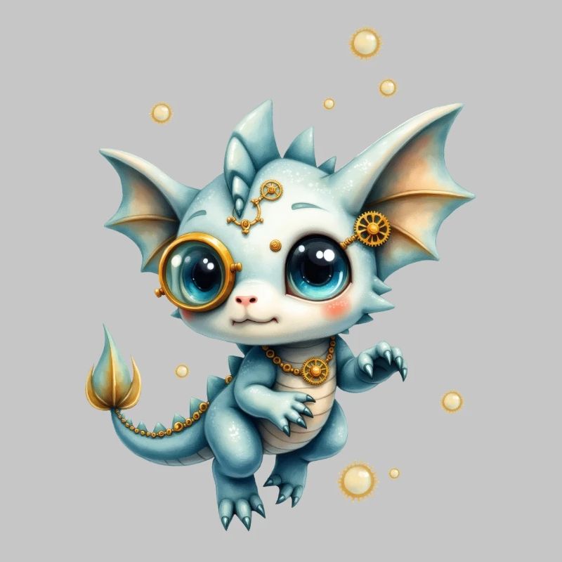 Steampunk Drache mit Lupe