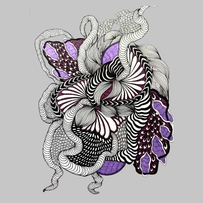 Op Art Purple Spiral Pattern