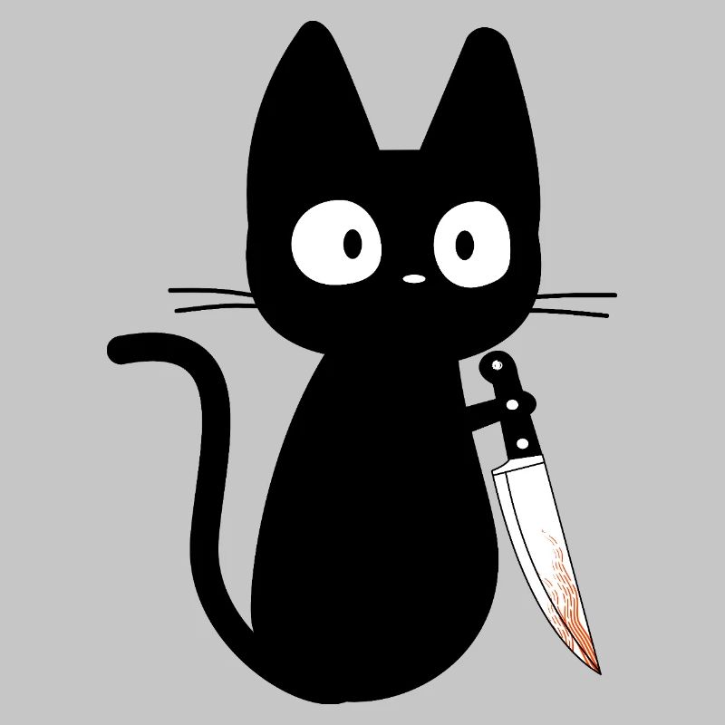 Katze mit Messer Humor Geschenkidee