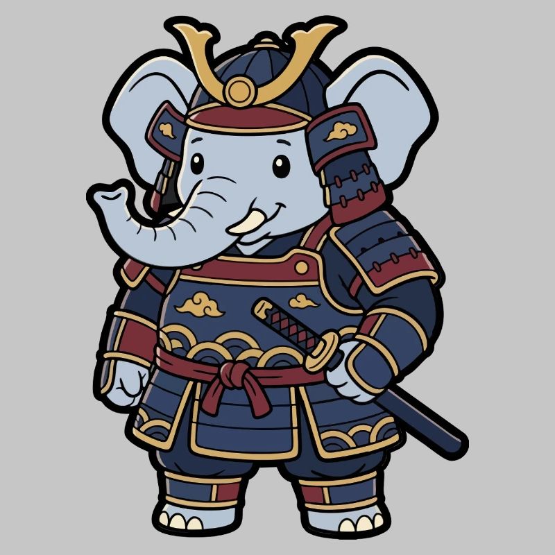 Elefant-Samurai in Krieger-Rüstung