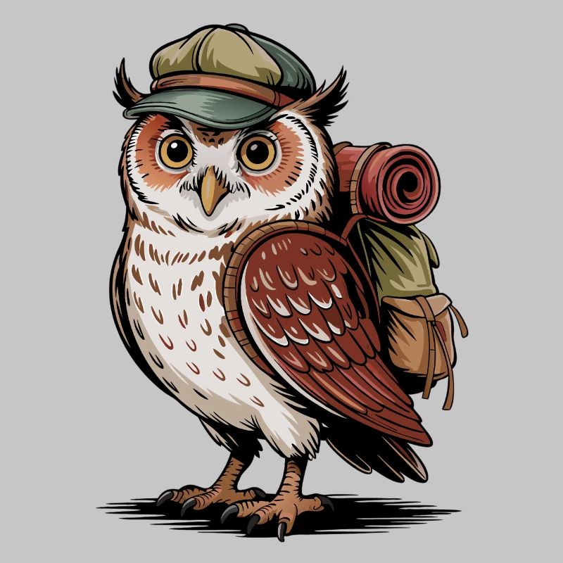 Waldwanderer Eule mit Rucksack