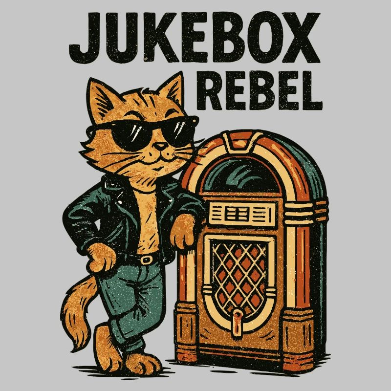 Rockabilly Jukebox Cool Cat Rebel Retro Gift