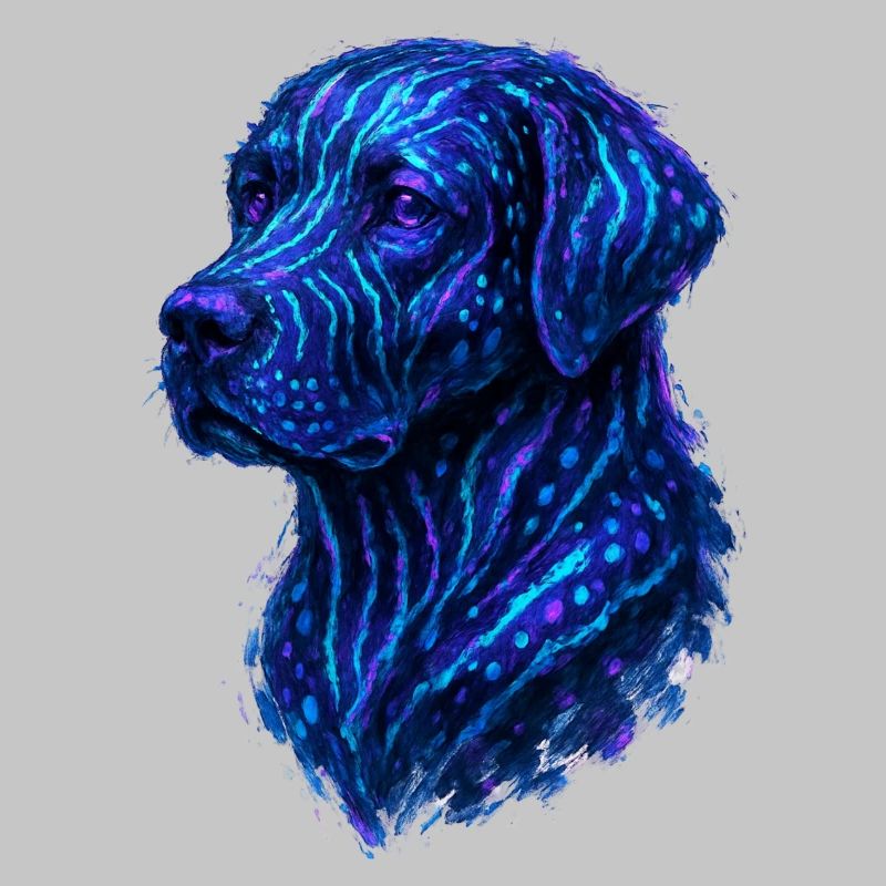 Psychedelic Neon Cane Style Labrador Retriever