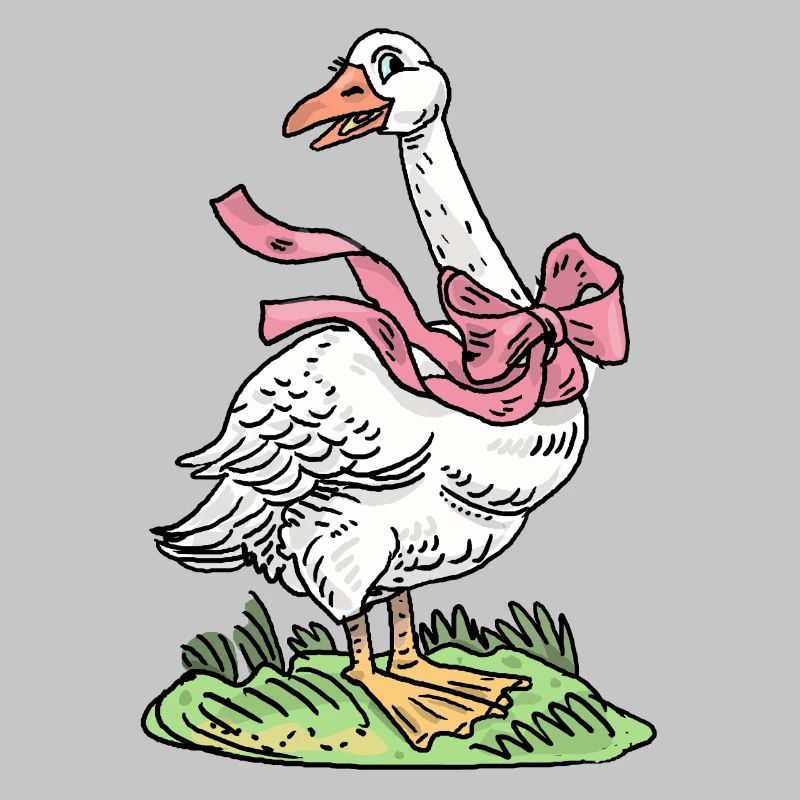 Gans mit rosa Schleife