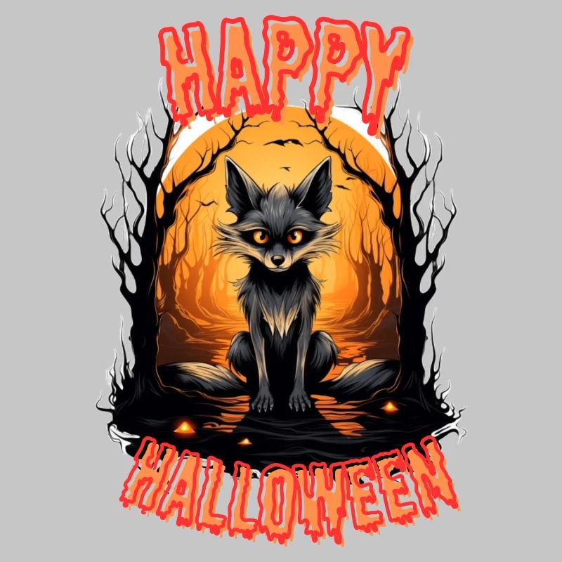 Fabulous Halloween fox with fire