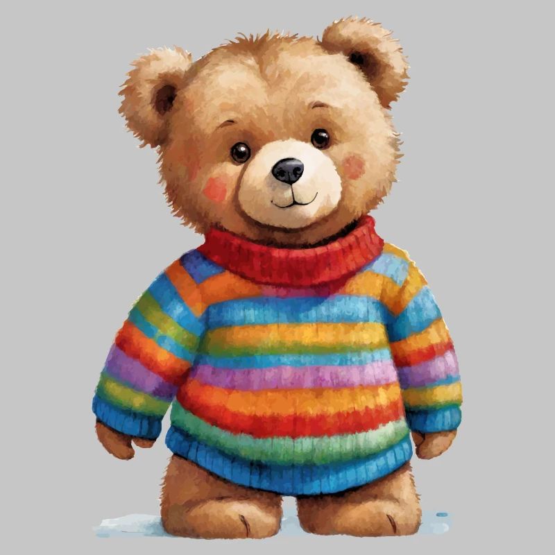 Teddy im gestreiften Pullover Aquarellzauber