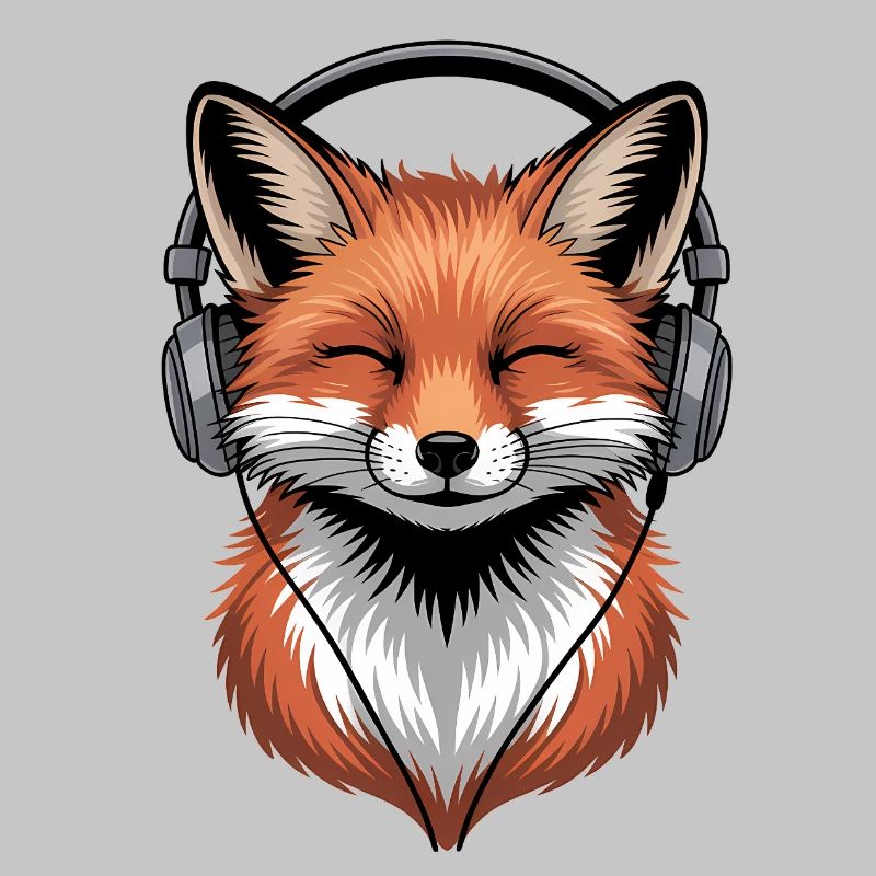 Fuchs mit Kopfhörern