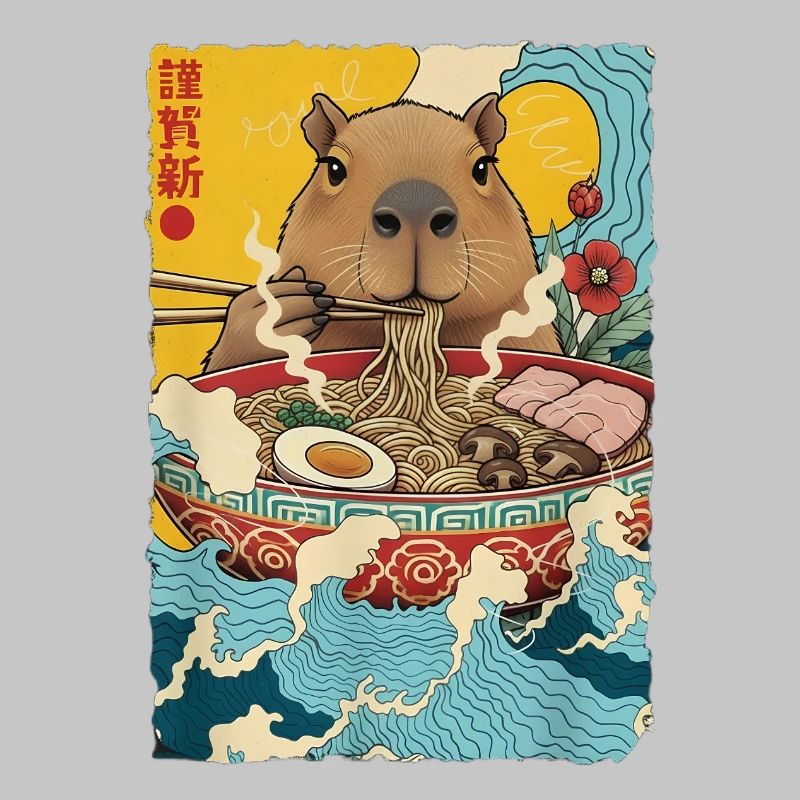 Capybara Eats Ramen Noodles