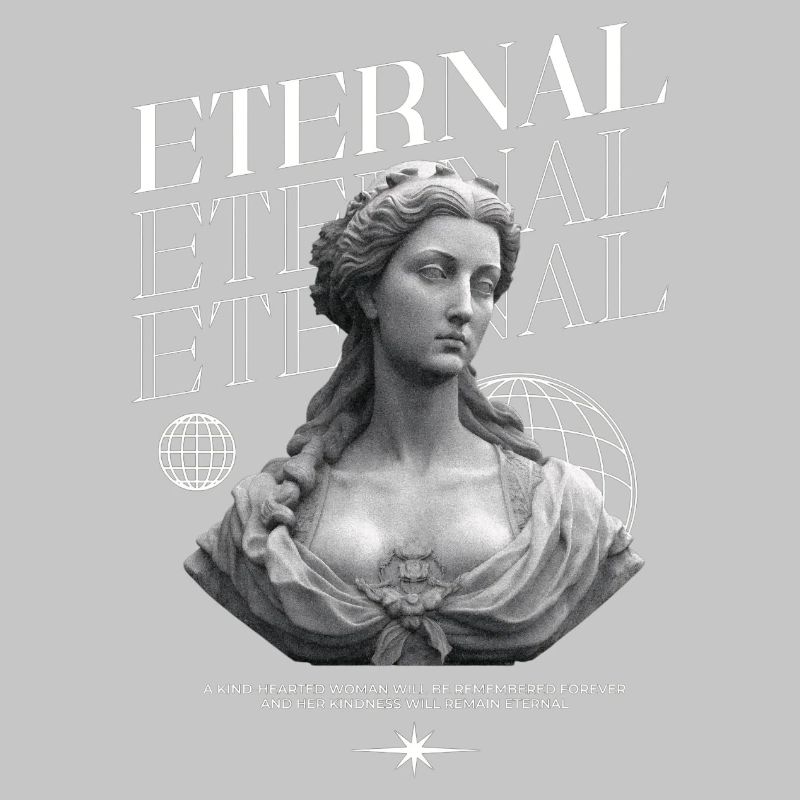 Bonté éternelle : Statue, collage globe