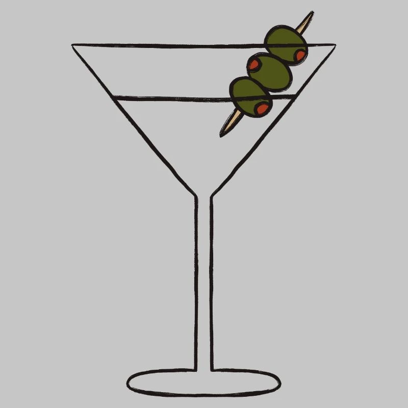 Martini-Silhouette am Olivenspieß