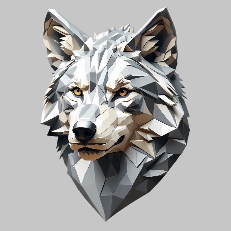 Wolfskopf LowPoly Geometrisch