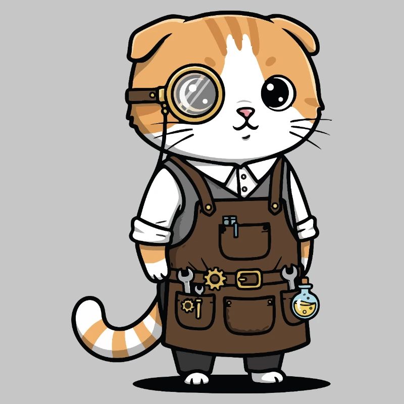 Scottish Fold Steampunk-Monokel-Erfinderkatze