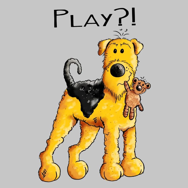 Play Airedale Terrier mit Teddy - Comic - Fun