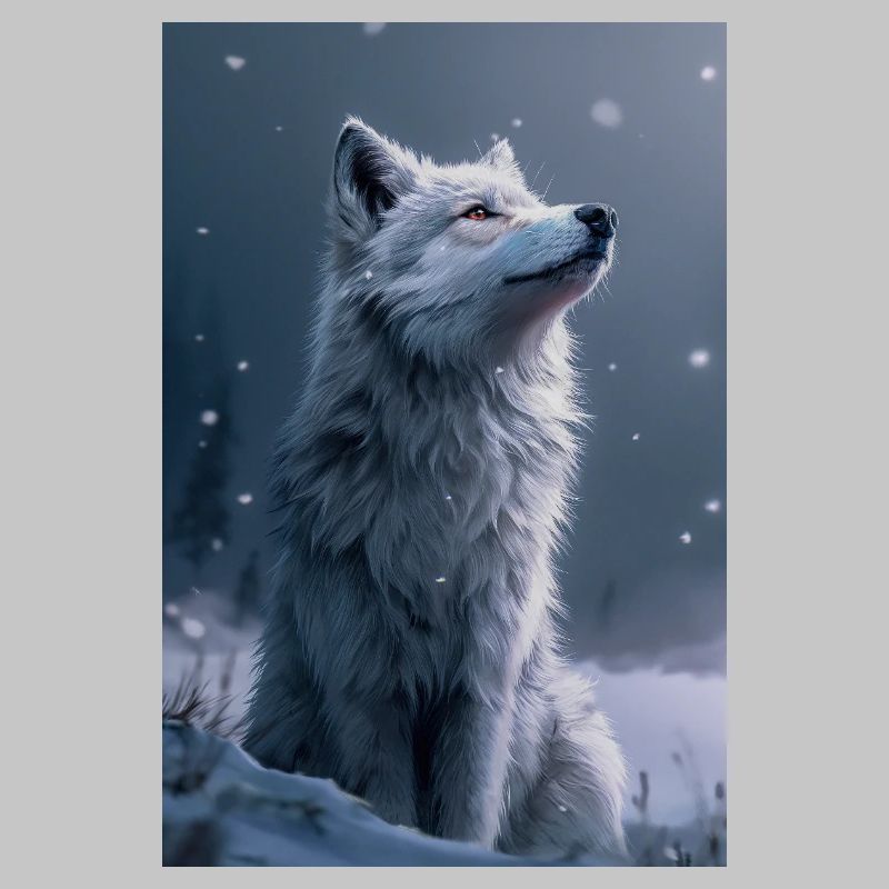 White Wolf Illustration Poster