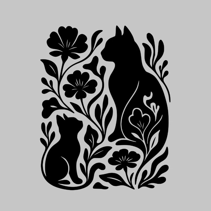 Chats et fleurs élégants – Élégant