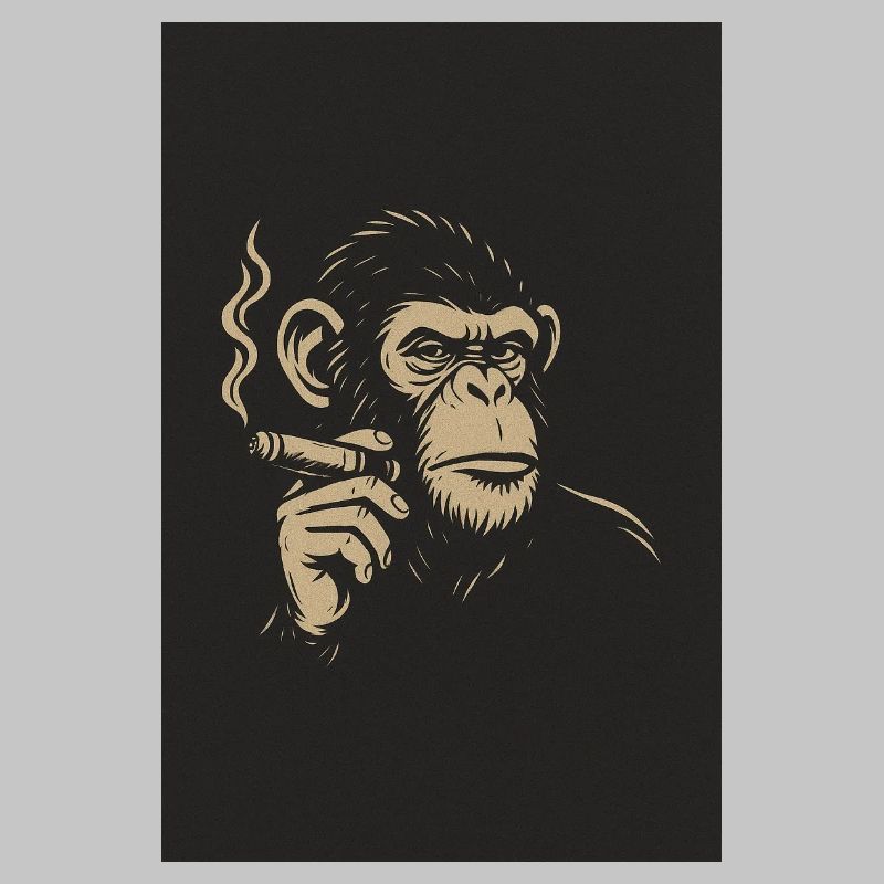 Affe mit Zigare Kunstdruck