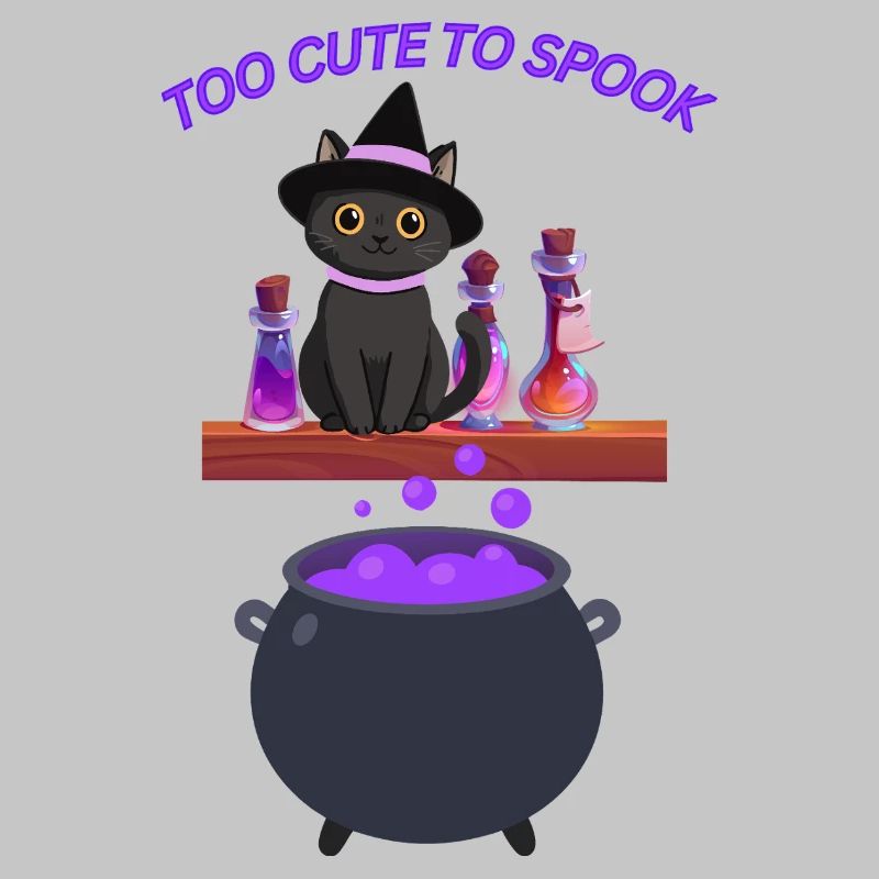 Cute witch cat with magic potion