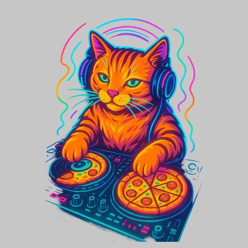 Neon DJ Katze Design