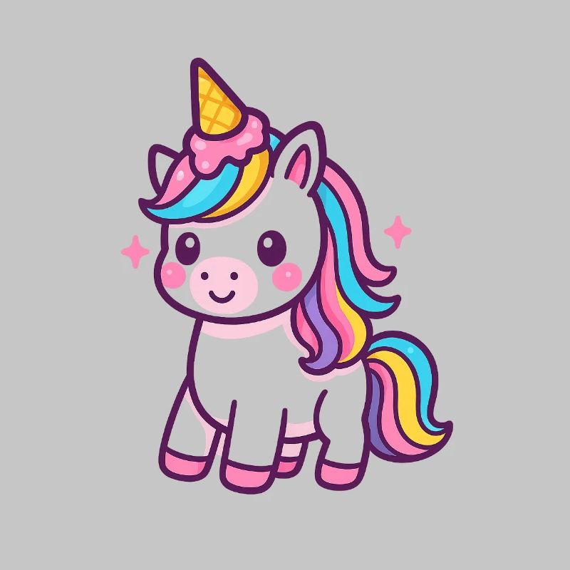 Buntes Einhorn mit Regenbogenmähne