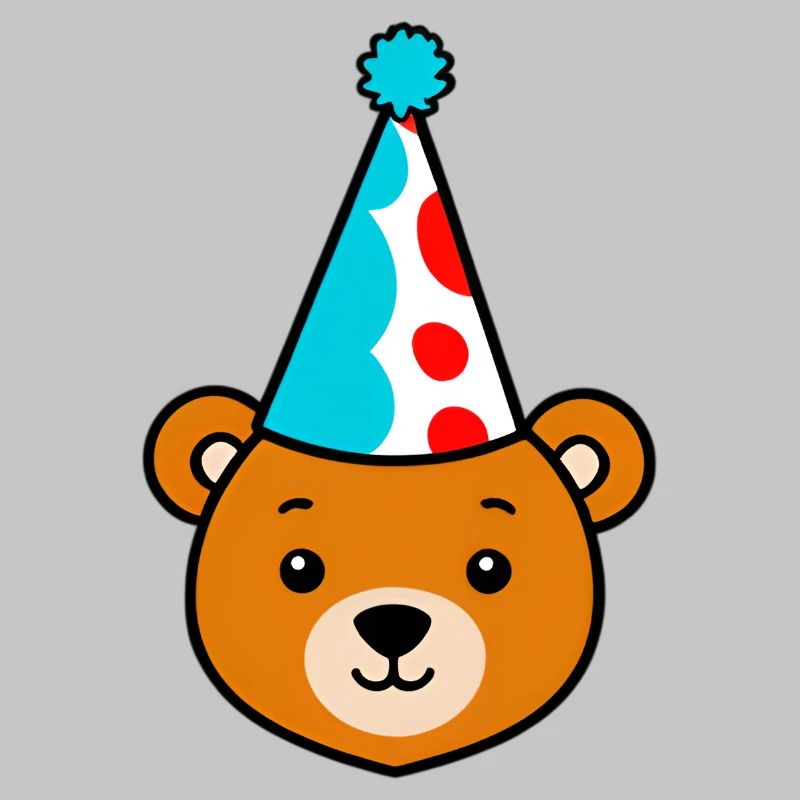 Partybär mit buntem Hut