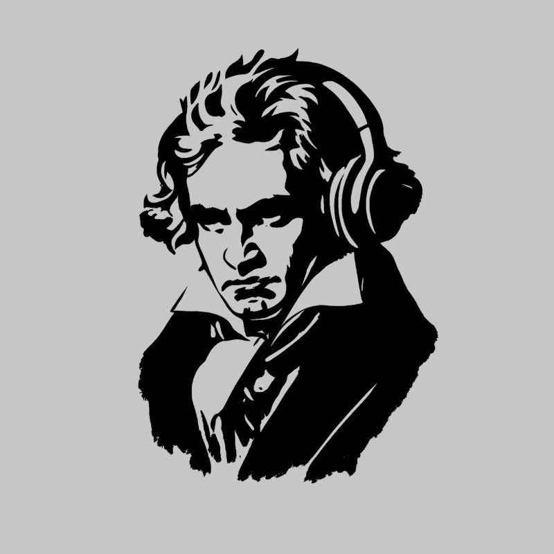 Ludwig van Beethoven mit Kopfhörern
