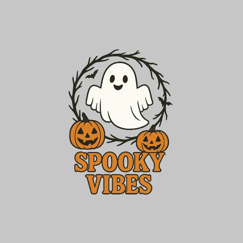 Spooky Vibes Ghost with Pumpkins