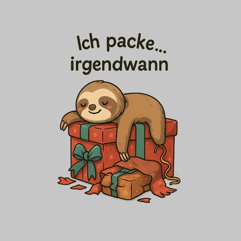 Faultier beim Geschenkestapel