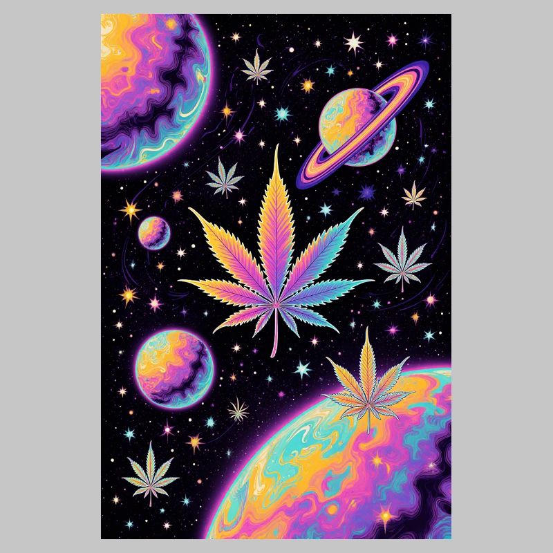 Psychedelic Space Cannabis Pattern