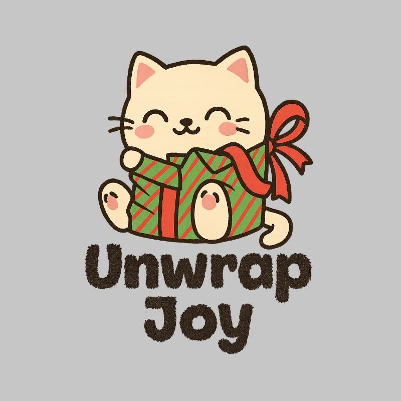 Cat with Gift Unwrap Joy