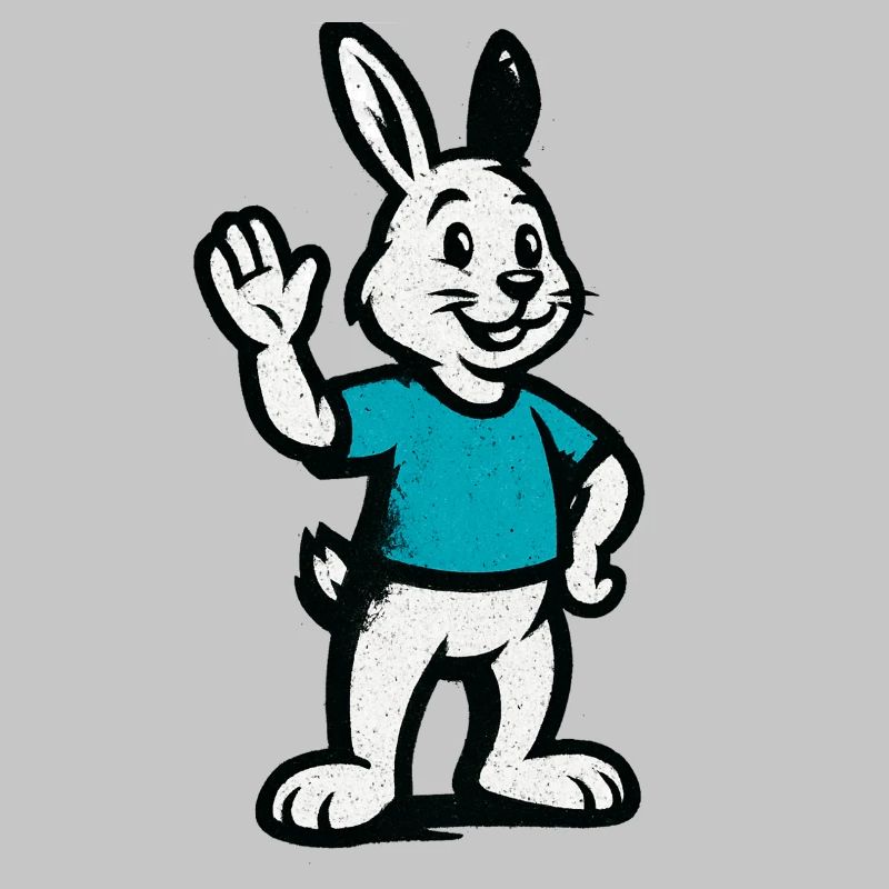 Winkernder Hase im Blau