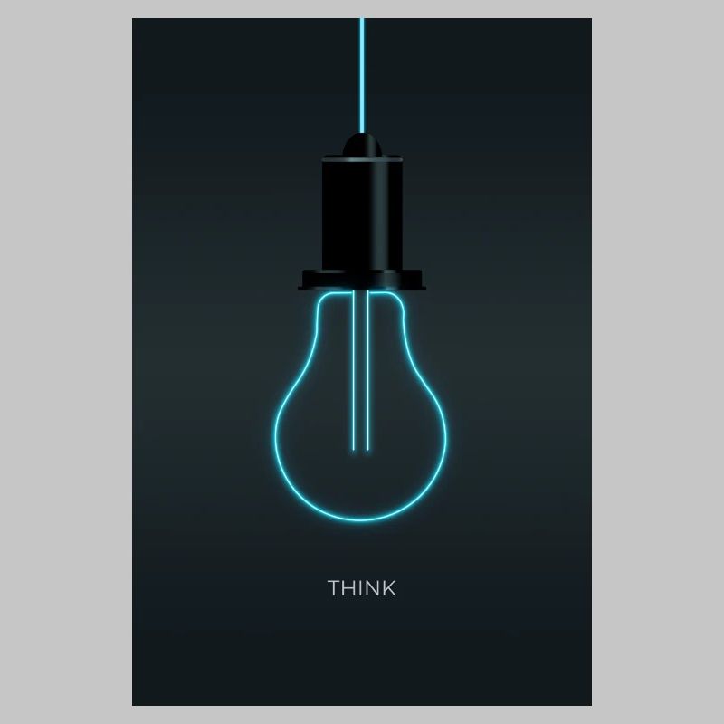 Think – Creative Neon Idea in Electric Blue