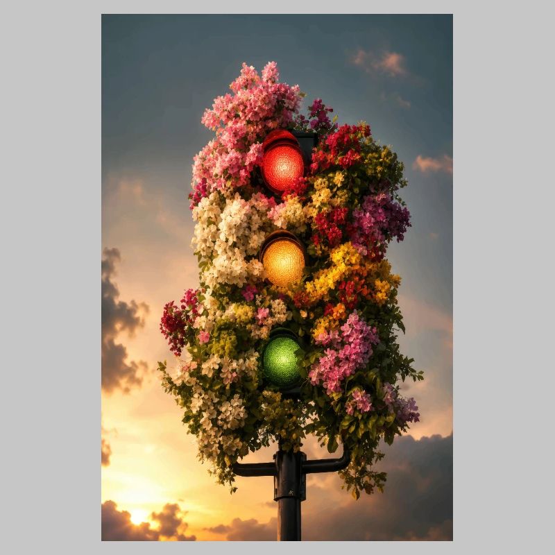 Lumière florale de feu de circulation
