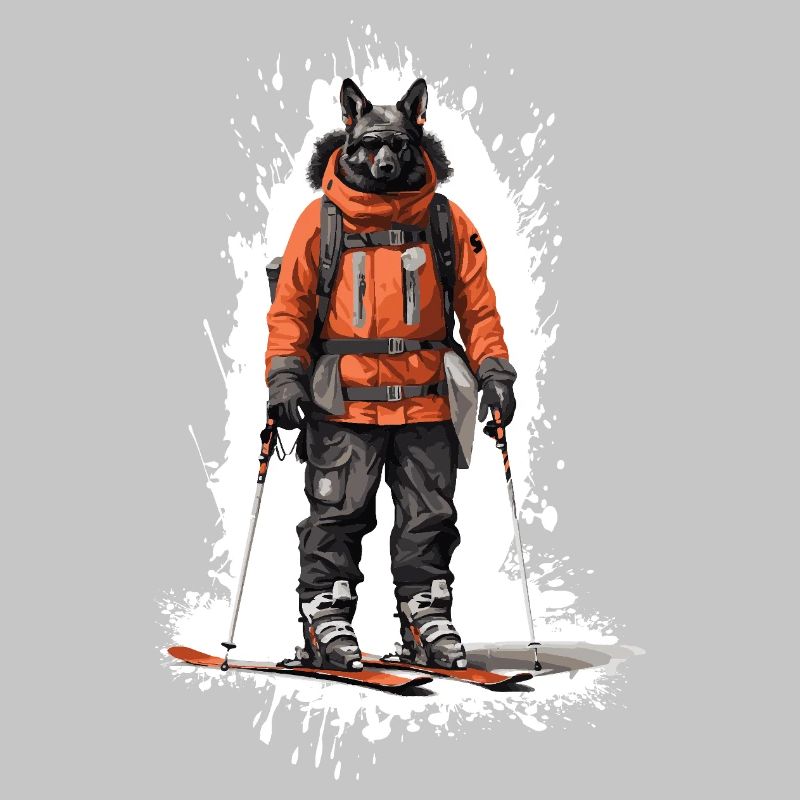 German Shepherd Dog Ski Skiing