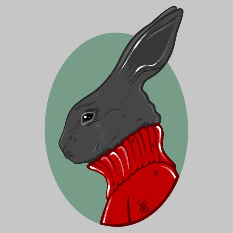 Hase mit rotem Pullover