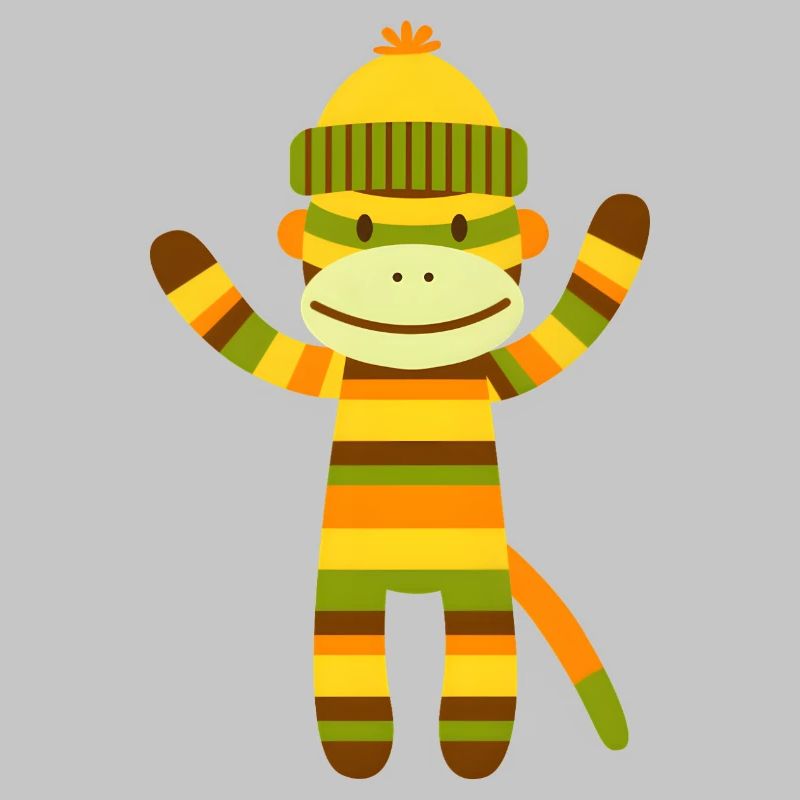Funny Sock Monkey Colorful Striped Monkey Kids