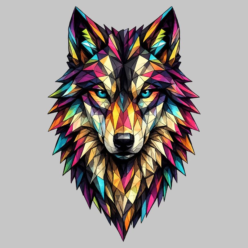 Farbgeometrischer Wolf