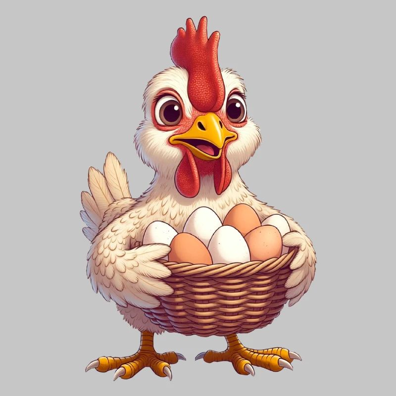 Huhn mit Eierkorb