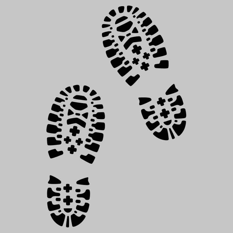 Bottes de randonnée, empreintes de pas