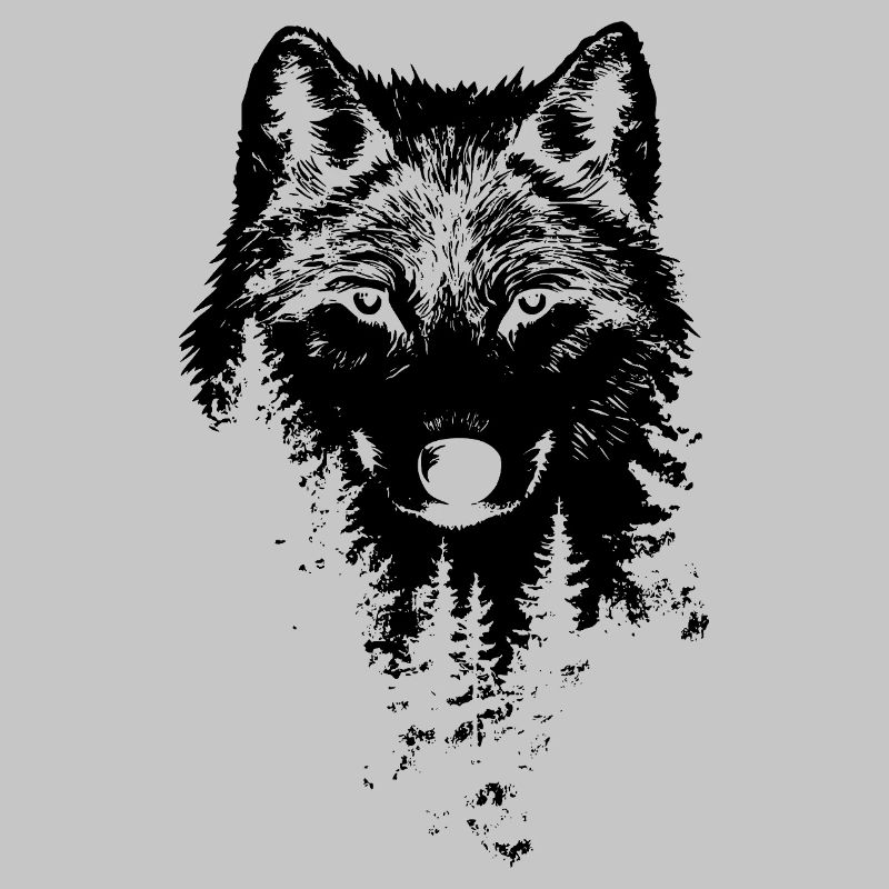Wolf Gesicht Wald Silhouette