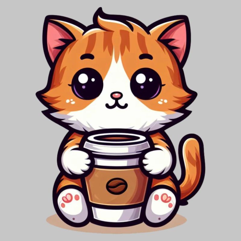 Katze mit Kaffeebecher 3