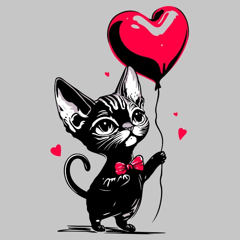 Katze Sphynx Herz Luftballon - Heartful Creatures