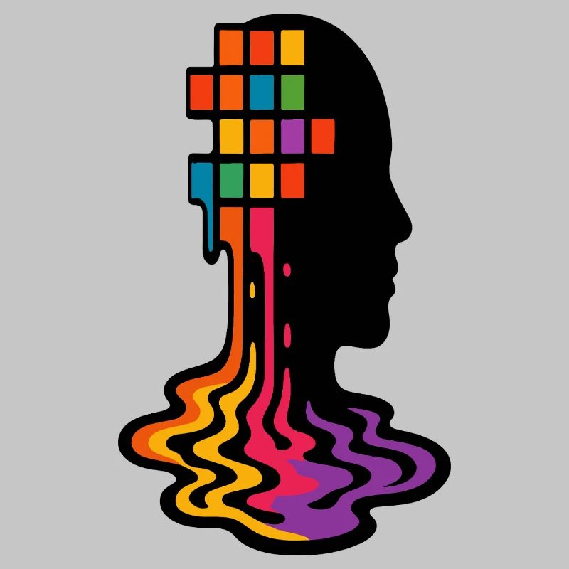Rainbow Pixel Melt Portrait