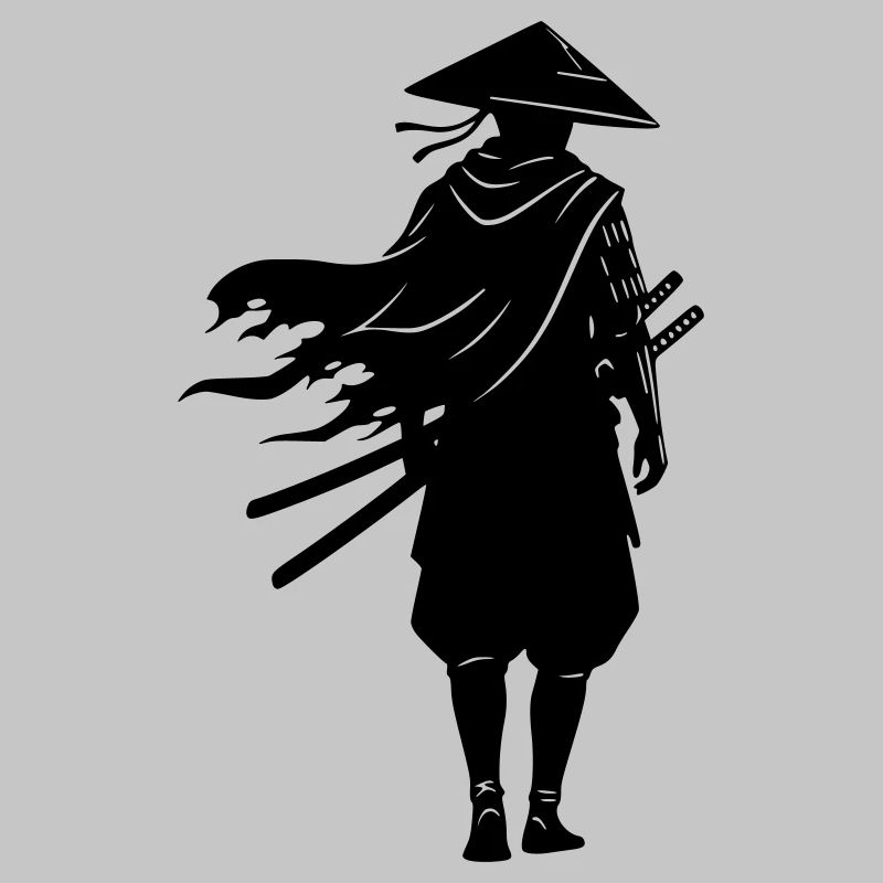 Schatten Krieger Samurai Strohhut