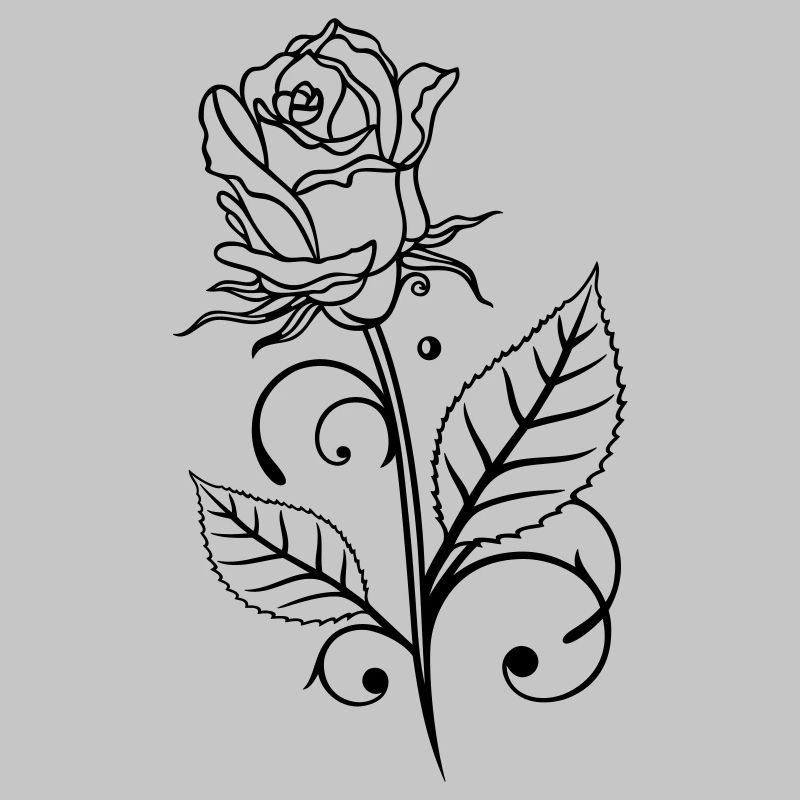 Rose mit Blättern