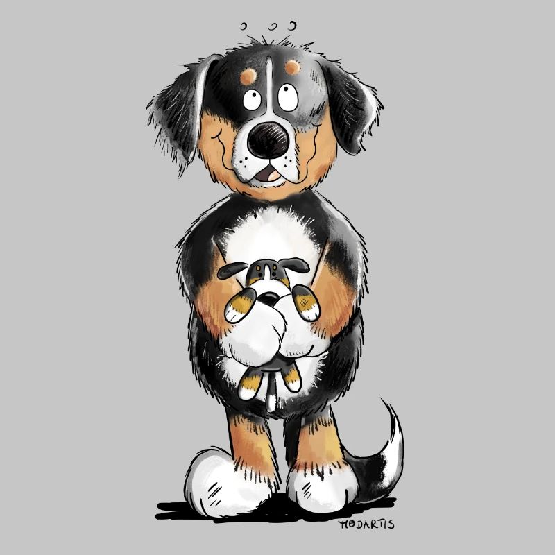 Berner Sennenhund mit Spielzeug I Comic Hund