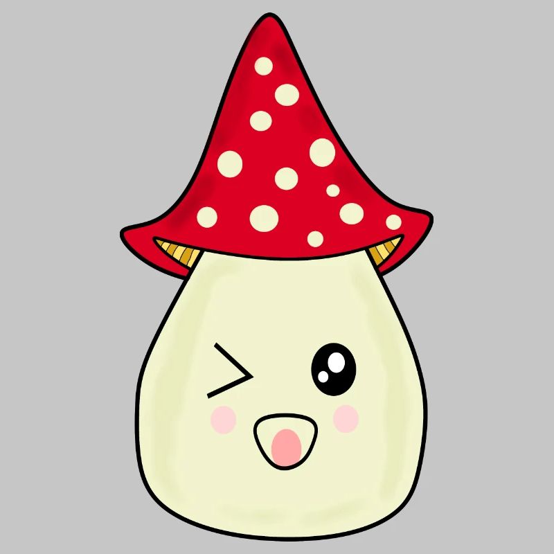 Kawaii champignon Toadstool mignon rouge avec visage